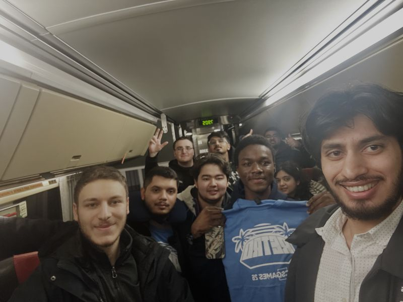 Mohammad Affan Shahid with fellow students at a community event
